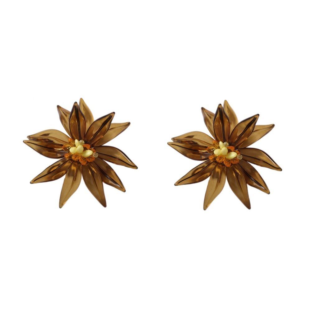 Bracelet Bamboo Flowers Jewelry Set Handmade Floral Ear Studs  Vacation