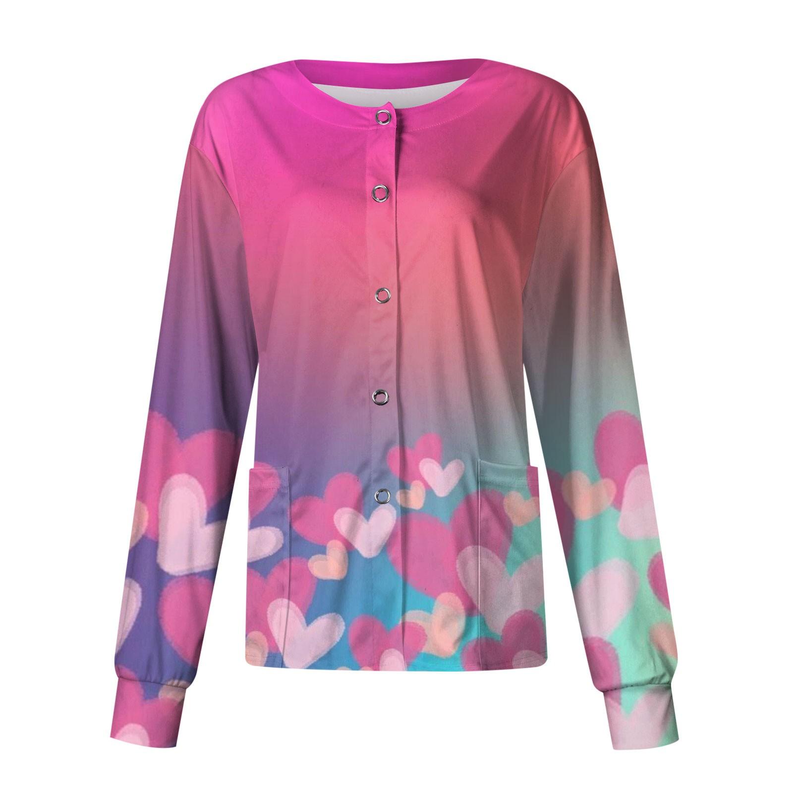 

Женский повседневный однобортный однобортный костюм с длинными рукавами и принтом на День святого Валентина, топ-кардиган L фиолетовый