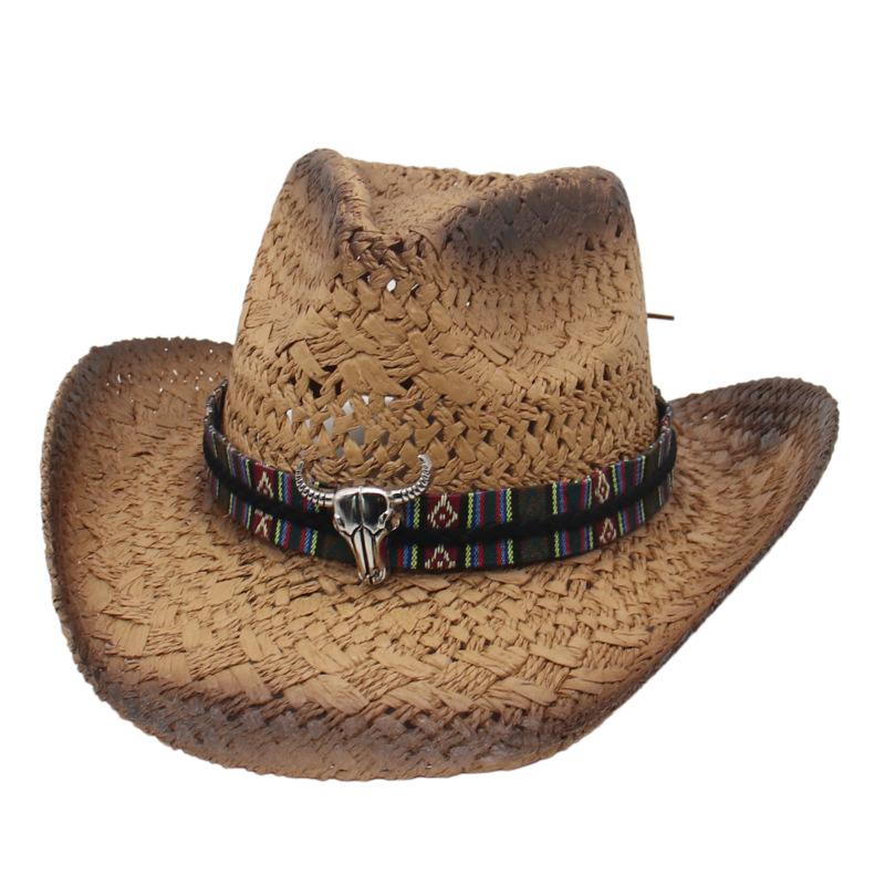 Sunscreen Visor, Hollow Spray Paint Straw Hat, Natural Salty Grass, Hand-Woven Men'S And Women'S Denim Hats