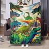Colorful Dinosaur Theme Flannel Printed Blanket Suitable for All Seasons Suitable for Living Room Office Sofa and Travel