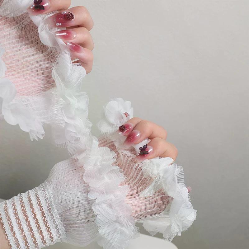 Nail Photo Equipment Short Mesh Wrist Fake Sleeves Manicure Decorative False Cuff Tulle Item Nail Art Take Picture Background