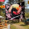 Japanese Dragon Cherry Blossom Tapestry Samurai Sword Moon Background Wall Art Asian Oriental Decor Living Room Bedroom Art