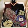 1PC Gorillaz Print Flannel Blanket, High Quality Comfortable for All Seasons, Home Decor, Warmth and Comfort, Perfect for Christmas Gifts