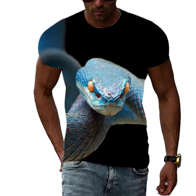 Horror King Cobra Graphic T Shirt Men 3D Printed Snake T-shirt Casual Streetwear Men Clothing Summer O Neck Tops Tee