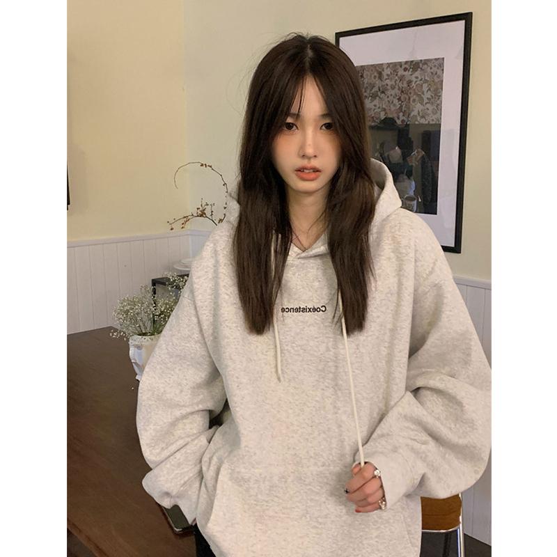 Fashion Sweatshirt Long Sleeve Korean Letter Printing Baggy Female Tops Pullover Hoodie Autumn