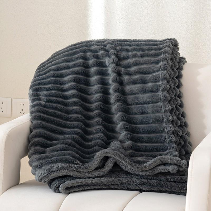 Striped Solid Color Multi-Functional Blanket for Sofa, Dorm, or Napping