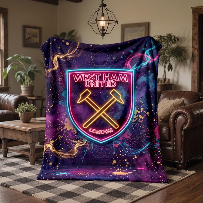 West Ham United Football Print Flannel Blanket Soft Warm Sofa Bed Throw Blanket For Home Office Bedroom