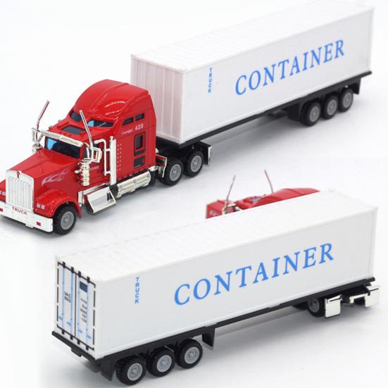 1:65 Alloy Truck Model Realistic Simulated Detailed American Super Long Transport Truck Model for Adults