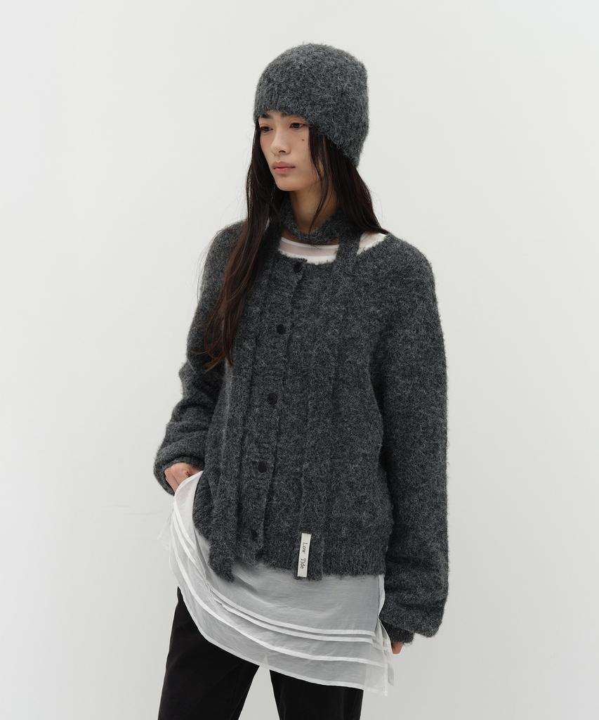 Loutaideu Fluffy Knit Beanie [Charcoal]