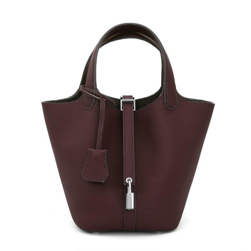 First-layer Cowhide Bucket Bag 2026 All-matching Genuine Leather Vegetable Basket Women's Large Capacity Tote Handbag