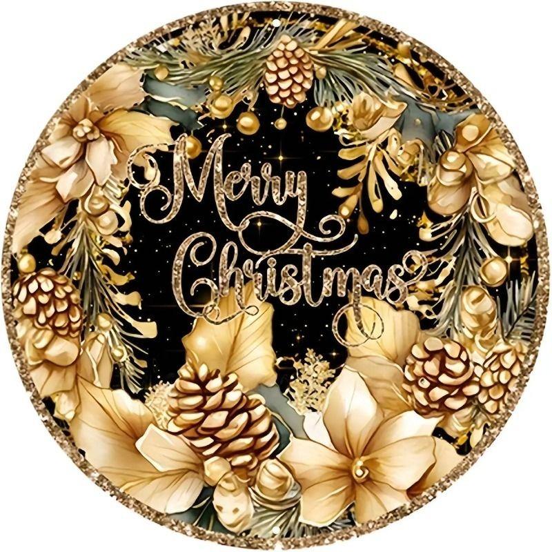 Hexenbesen Halloween Schild, Runde Aluminium Wandplakette 20x20cm