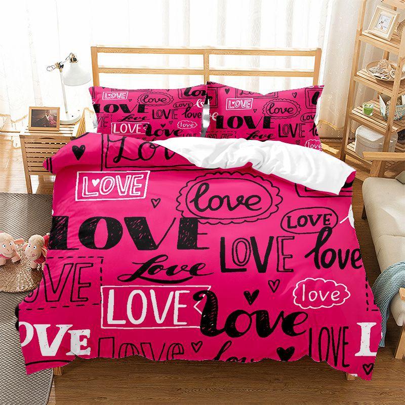 Graffiti Word Bedspread Cover Collection Merry Christmas Long-lasting Polyester Comforter Cover With Pillowcase King Dimension Queen Dimension Size