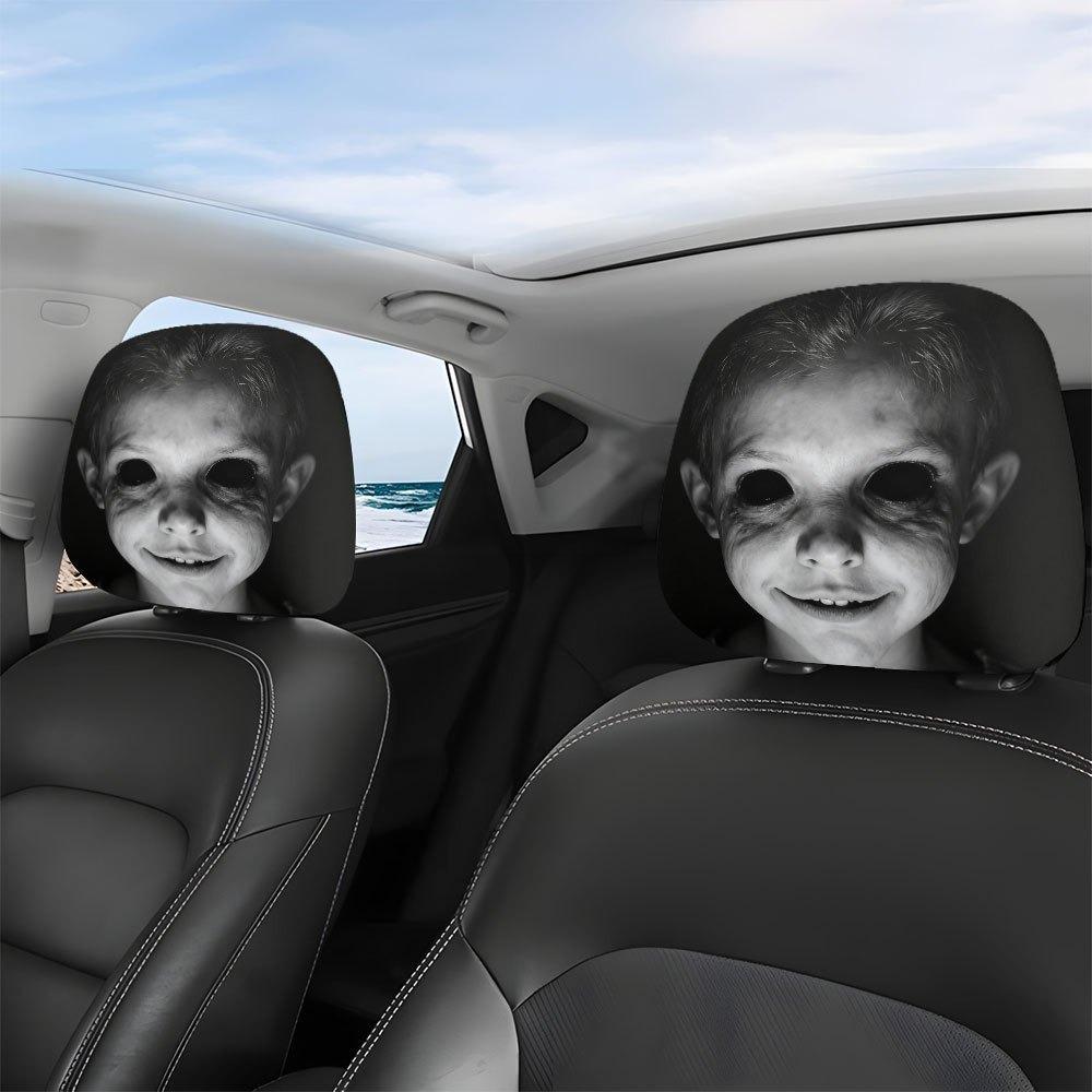 2PCS Skull Pattern Seat Headrest Protectors Auto Interior Decoration Cover Vehicle Interior