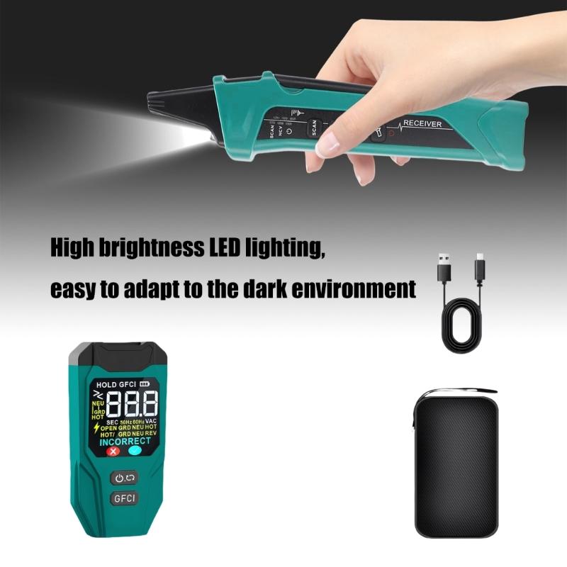 Professional Level Wiring Evaluation Instrument With Display For Receptacle cycle And GFCI Function Confirmation
