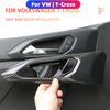 LHD Inner Door Handle Cover Sticker for VW Tcross T-cross 2018-2026 Carbon Fiber Door Panel Stickers Trim 4PCS Accessories