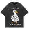 100% Cotton Vintage Washed Trust Me I'm A Ducktor T Shirt Fashion Men/Women Idea Duck Funny Retro Loose Wash Tees Shirts