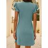 Women's Deep V-Neck Smocked Tank Dress Ruffle Sleeve Loose Fit Beach Vacation Summer