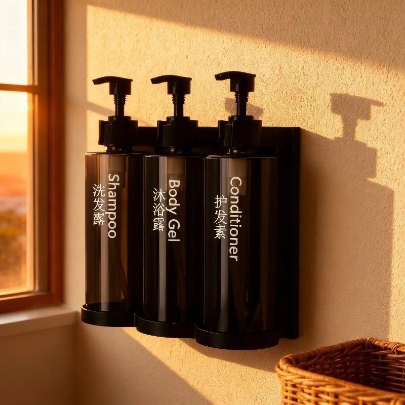 Dispensadores de Sabão Líquido Sem Furo Dispensador de Shampoo Condicionador Sabonete Líquido Montado na Parede Adesivo para Banheiro Cozinha Hotel