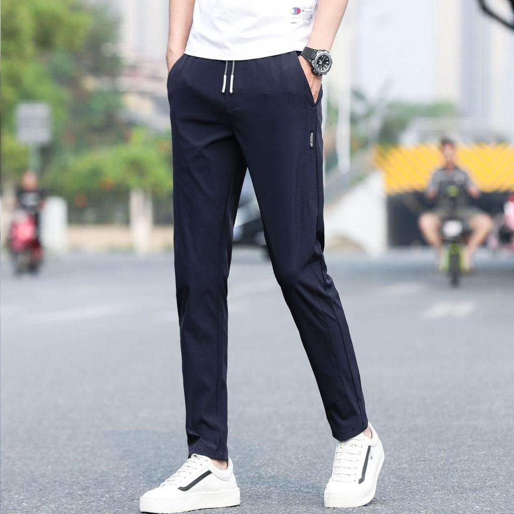 2024 Spring/Summer New Ice Silk Casual Pants Thin Loose Straight Pants Sports Pants Men