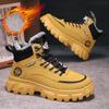 Men's Boots Plush Winter New Thick Soled Lace Up Workwear Shoes Trendy Cold Proof Warm Cotton Short Boots