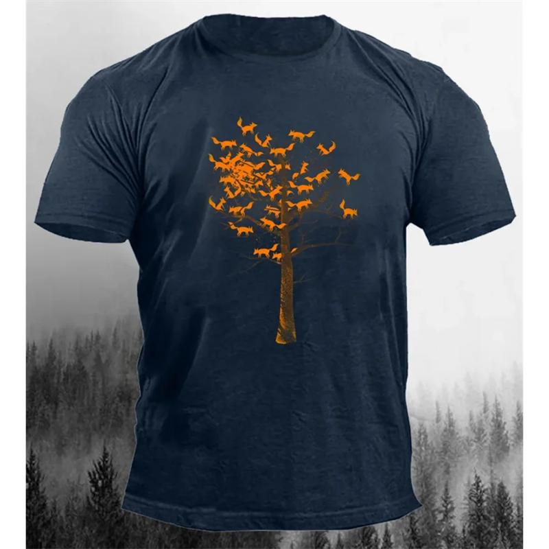 Vintage Tree Pattern 3d Print T-shirts Loose Oversized Fashion Sports Tops Street Casual Men's T-shirts