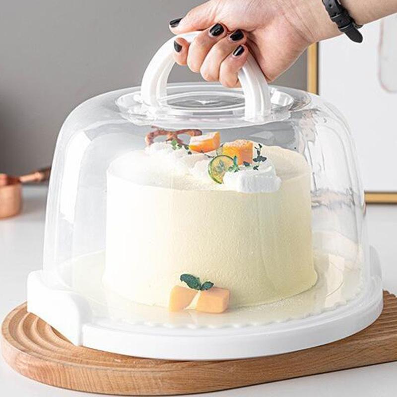 Plastic Cake Box with Foldable Handle Pastry Storage Boxes Dessert Container Cover Case Serving Tray for Travel Cake Acce
