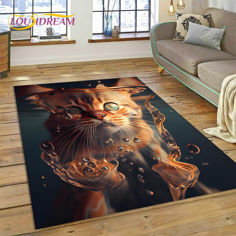 3D Persian Cat,Cute Calico Cat,Ragdoll Cartoon Rug Carpet for Living Room Bedroom Home Decor,Non-slip for Sofa  Doormat Gift Kid