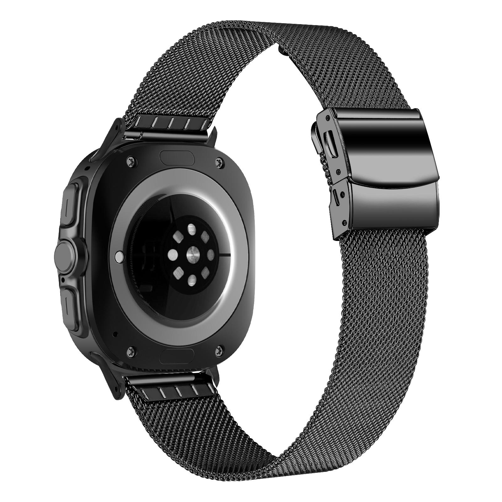 

Для Samsung Galaxy Watch Ultra (2025) Ремешок 47 мм Черный миланский металлический ремешок для часов с застежкой-черепахой A