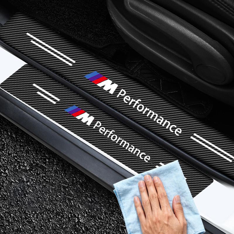 Carbon fiber protective stickers for car door sill side anti step bumpers For BMW M6 M5 M3 X1 X3 X5 E38 E39 E46 E53 E60 E61 E64