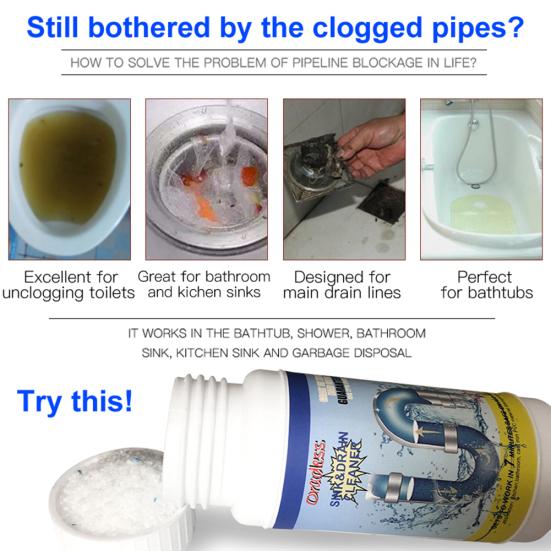 2Pcs Powerful Toilet Clogging Sewer Sink Drain Cleaner Dredging Agent Powder