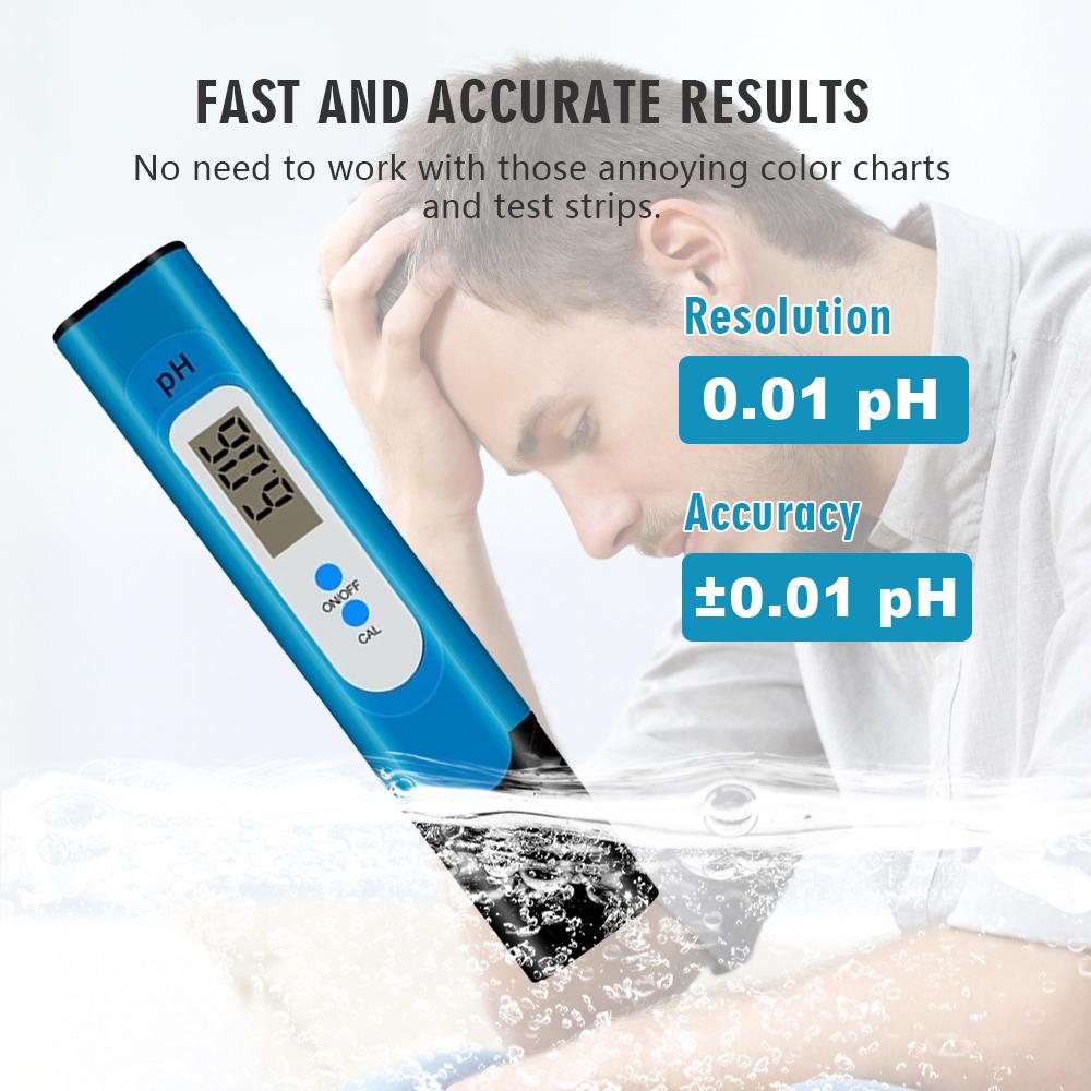 1pc Digital PH Meter High Precision LCD Aquarium Water Acid PH Tester Pool Analy Blue