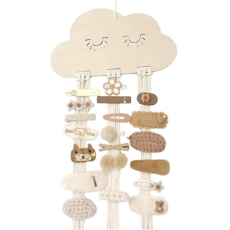 

INS Wooden Cloud Baby Hair Clips Accessories Holder Princess Girls Hairpin Hairband Storage Pendant Jewelry Wall Ornaments