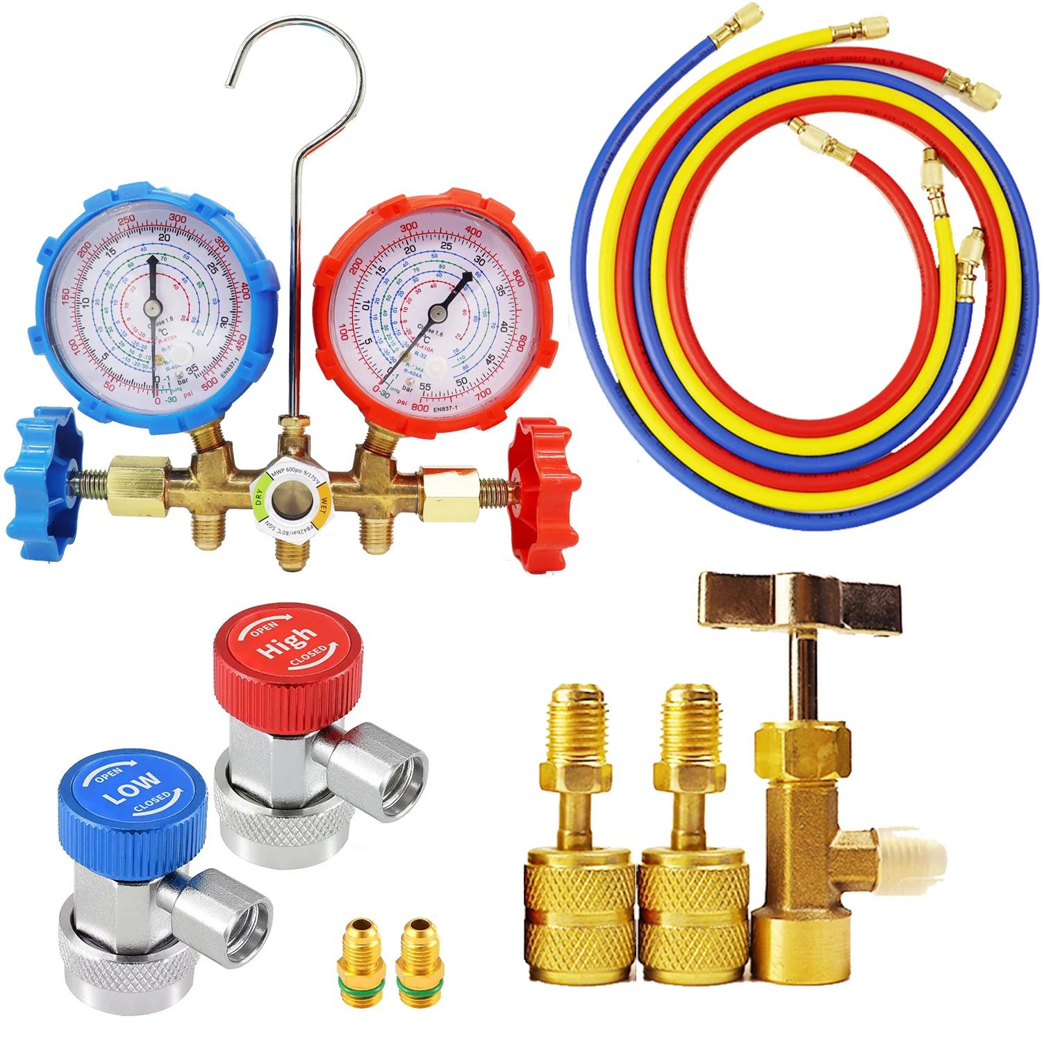 

For R410A R134A R32 R404A,Manifold Meter Kit, Instrument Air Conditioner Refrigeration Fluoride Meter Kit, Diagnostic Tool