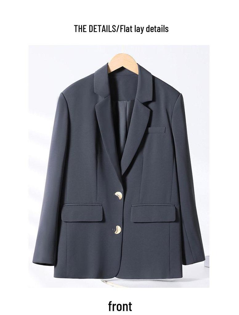 Elegant Customized Plus Size Women's Blazer - Loose Slimming Black Design for Spring/Autumn 2025