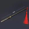 22cm Gold Spear Full Metal Lance Ancient Cold Weapon Model Ornament Toys for Men Boy Child Replica Miniatures With Fringe