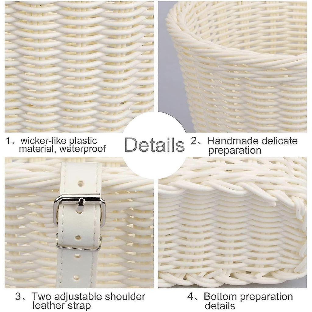 Bike Basket For Kids Front Bike Accessories Woven Wicker Bicycle Basket With Handlebar Streamers