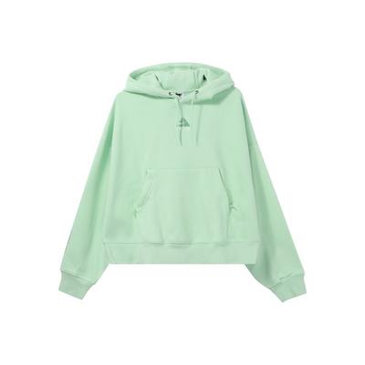 Sudadera con capucha y manga larga bordada con logo para mujer verde