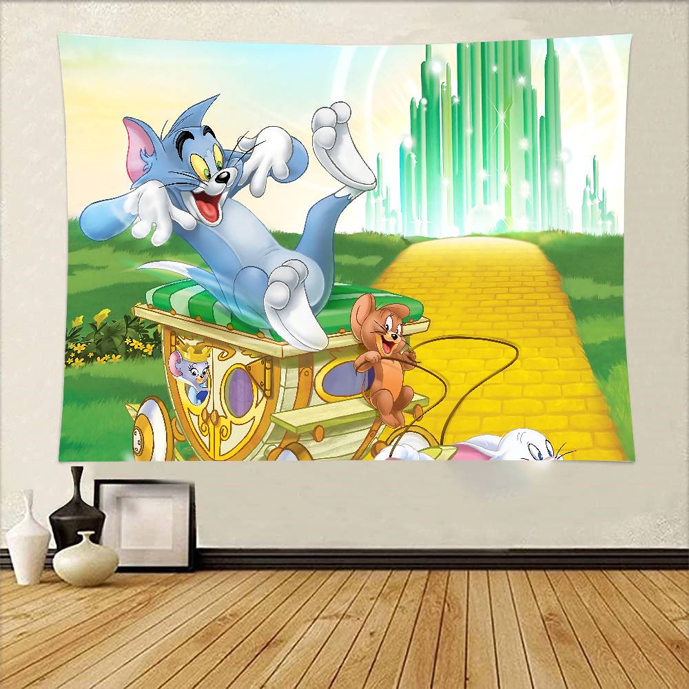 Cartoon TTom And JJerry Tapestry Wall Hanging Printed Polyester Tapestry INS Decoration Wall Decor