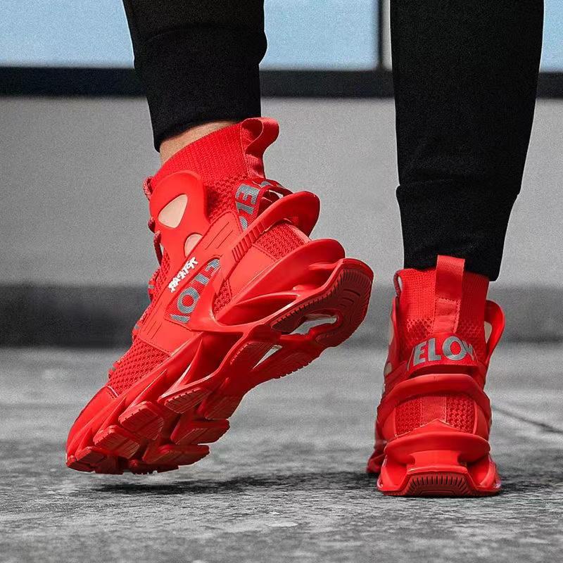 Modne, wysokie trampki męskie dla nastolatków, modne buty typu blade, oddychające, siateczkowe, buty sportowe na świeżym powietrzu, elastyczne buty sportowe