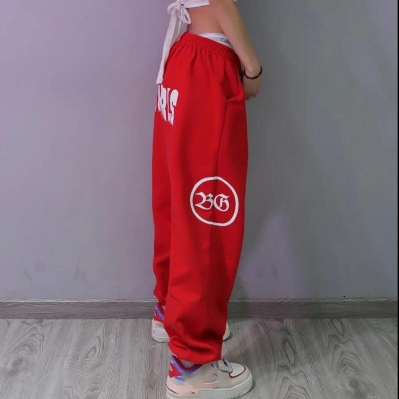 Pantalones de chándal rojos Hip-hop Femenino Pantalones de harén holgados  Jazz Hip-hop Cintura alta Pantalones casuales de todos los partidos  Tendencia comprar a buen precio — entrega gratuita, reseñas reales con  fotos —