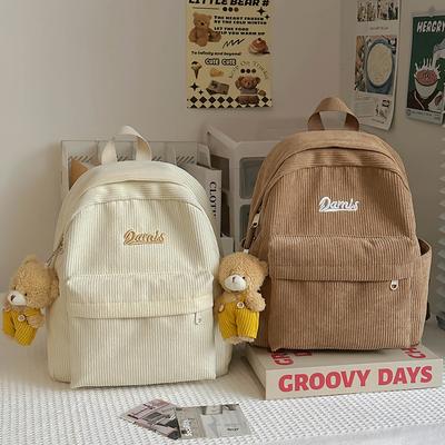 Women's Travel Small Backpack Children's Corduroy Backpack Student Schoolbag