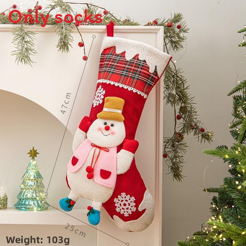 Christmas Socks Gift Set With Elk Santa Claus Decoration For Tree Hanging