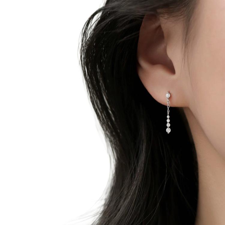 2026 New Trend: High-End 925 Sterling Silver Zirconia Tassel Stud Earrings for Women