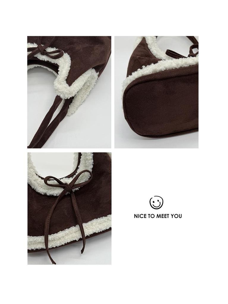Korean-Style Plush Suede Shoulder Bag for Women - 2025 Fashion