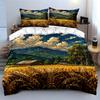 Mountain Landscape Golden Wheat. Bedding Sets Duvet Cover Sets Duvet Covers Pillowcases(1 * Duvet Cover 2 * Pillowcases, Without Duvet Insert)