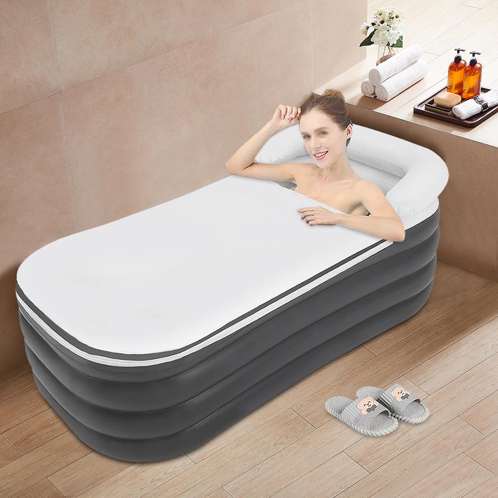 Foldable Portable Inflatable Bathtub, Large Adult Size Tub for Hot and Cold Water Soak, SPA Relaxation With Quick Inflation Pump