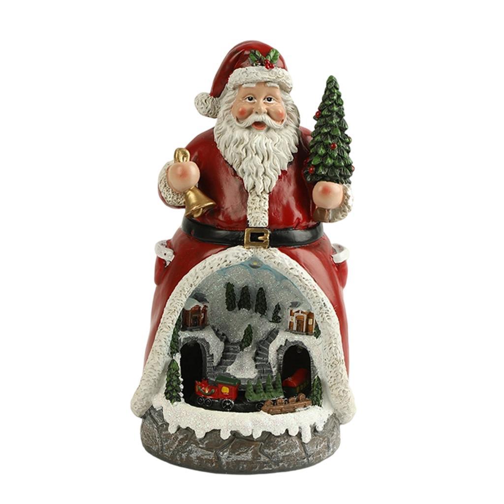 Christmas Figurine Rotating Train Resin Sculpture for Desk Holiday Shop