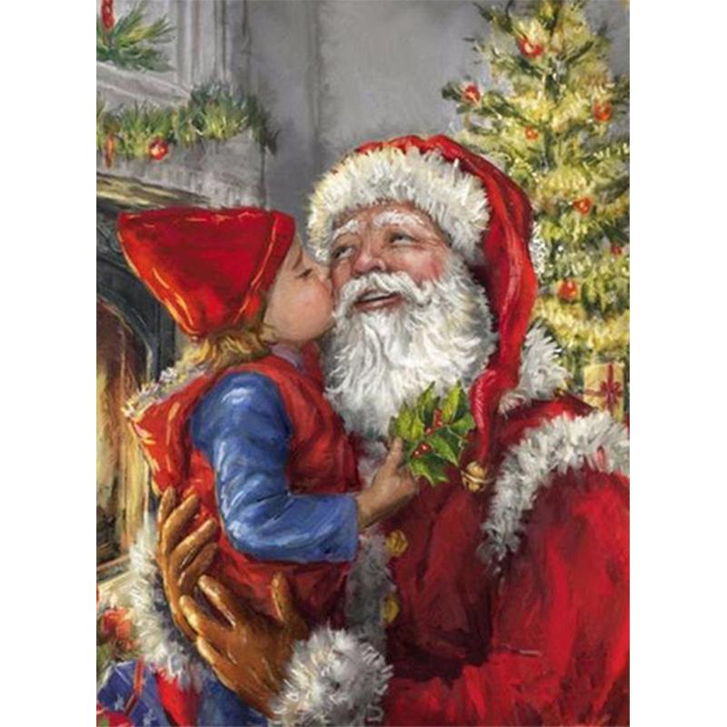 Fai da te Cartone Animato Pupazzo di Neve Pittura Diamante 5D Trapano Rotondo Completo Babbo Natale Ricamo Diamante Regalo di Natale Kit di Ricamo Regalo