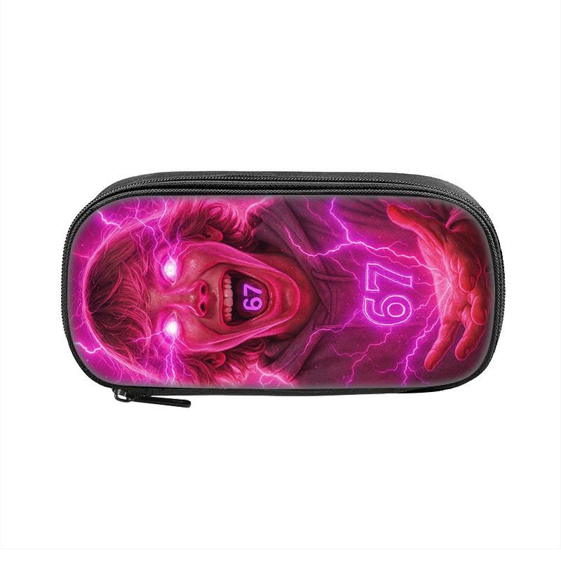 Six Seven Printed Pattern Nylon Pencil Case For Students With Compact Storage And Casual Style