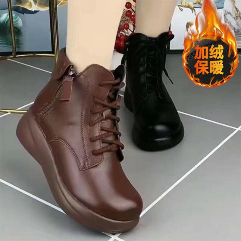Weiches Leder weichsohlige Damen Britische Martin Stiefel Damen Dicksohlige Einzelstiefel 2025 Herbst und Winter Neu Retro Reißverschluss Mittelalterliche Kurze Stiefel